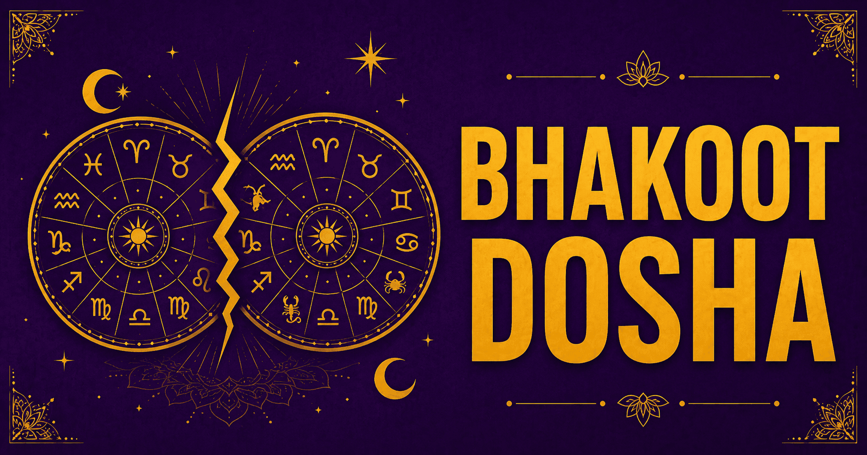 Kundali chart showing Bhakoot Dosha moon sign combinations and cancellation conditions